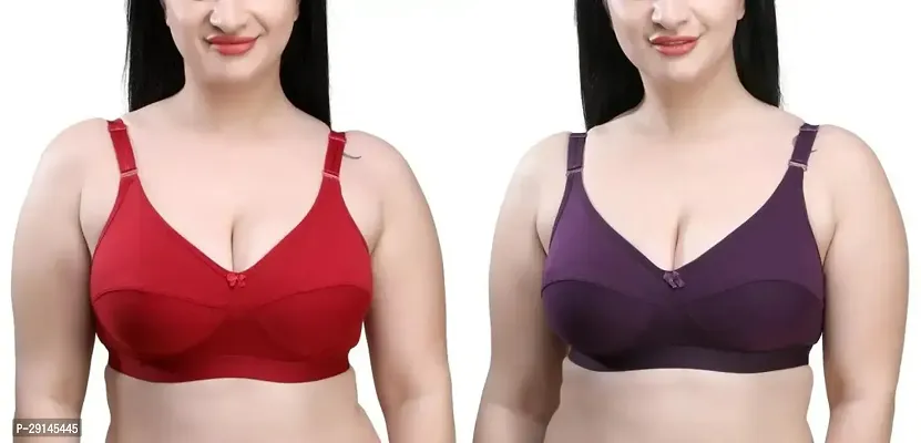 Stylish Cotton Blend Solid Bras For Women Pack Of 2