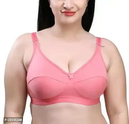 Stylish Pink Cotton Blend Solid Bras For Women