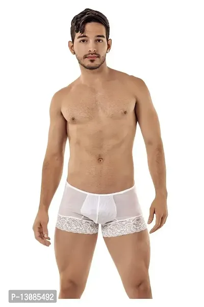 AAYAN BABY Men's Solid Lace Comfortable Boxer White Free Size White-thumb2