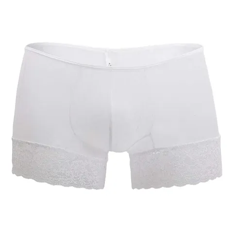 AAYAN BABY Men's Solid Lace Comfortable Boxer White Free Size White
