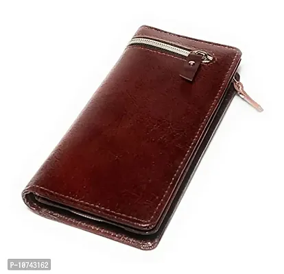 Genuine Leather Clutch Wallet for Women Unisex Hand Purse- Brown colour-thumb0