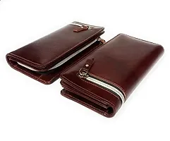 Genuine Leather Clutch Wallet for Women Unisex Hand Purse- Brown colour-thumb1