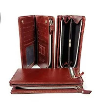 Genuine Leather Clutch Wallet for Women Unisex Hand Purse- Brown colour-thumb2