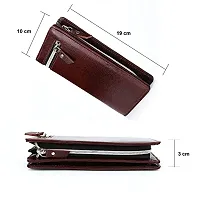 Genuine Leather Clutch Wallet for Women Unisex Hand Purse- Brown colour-thumb3