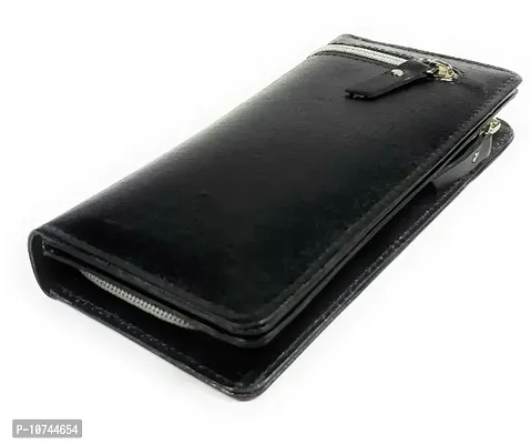 Genuine Leather Clutch Wallet for Women Unisex Hand Purse- BLACK colour-thumb0
