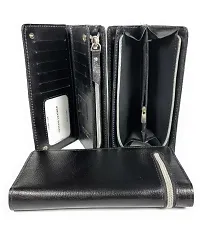 Genuine Leather Clutch Wallet for Women Unisex Hand Purse- BLACK colour-thumb1