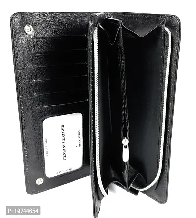 Genuine Leather Clutch Wallet for Women Unisex Hand Purse- BLACK colour-thumb3