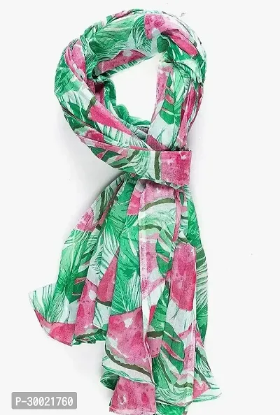 Elegant Green American Crepe Printed Stoles For Women-thumb0