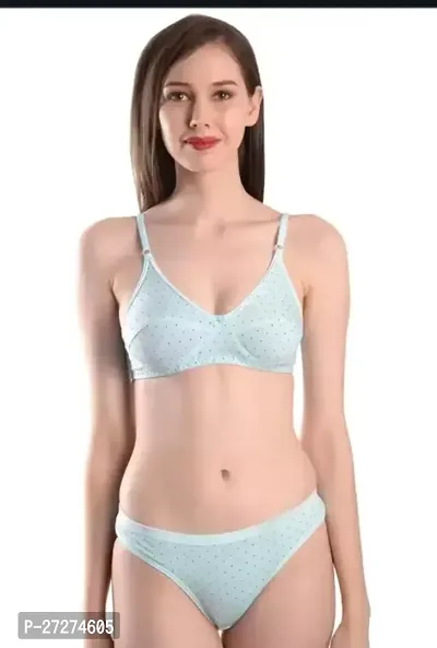 Stylish Net Blue Bra and Panty Set For Women-thumb0