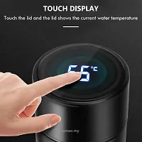 Bottle Temperature Display Indicator Insulated Stainless Steel Smart Water Bottle,Double Wall Vacuum Intelligent Cup,Perfect for Hot and Cold Drinks,500ml (Black)-thumb1