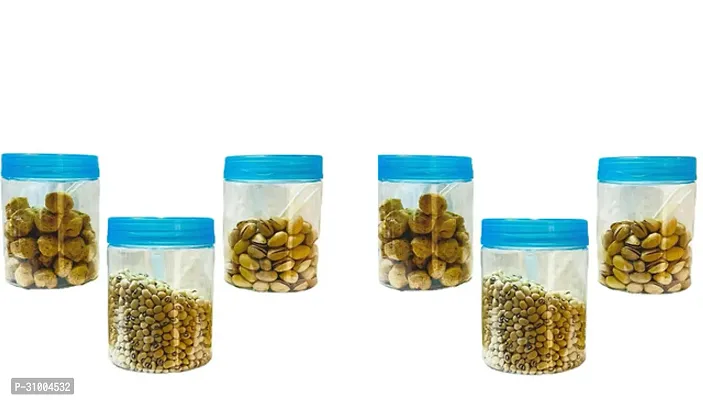 Grip Magic Plastic Pet Storage Jar and Container with Spoon Set of 6 - 500 ml