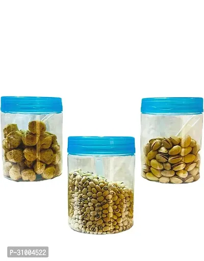 Grip Magic Plastic Pet Storage Jar and Container with Spoon Set of 3 - 500 ml-thumb0