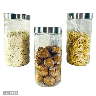 Grip Magic Plastic Pet Storage Jar and Container with Spoon Set of 3 - 1000 ml-thumb0