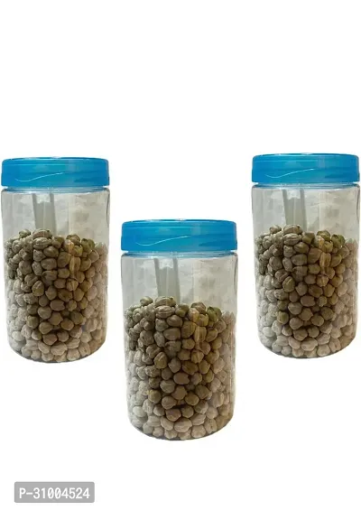 Grip Magic Plastic Pet Storage Jar and Container with Spoon Set of 3 - 750 ml-thumb0