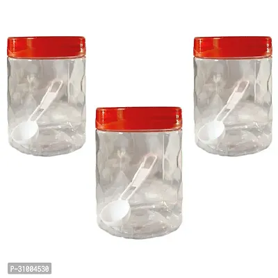 Grip Magic Plastic Pet Storage Jar and Container with Spoon Set of 3 - 500 ml