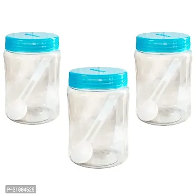 Grip Magic Plastic Pet Storage Jar and Container with Spoon Set of 3 - 750 ml