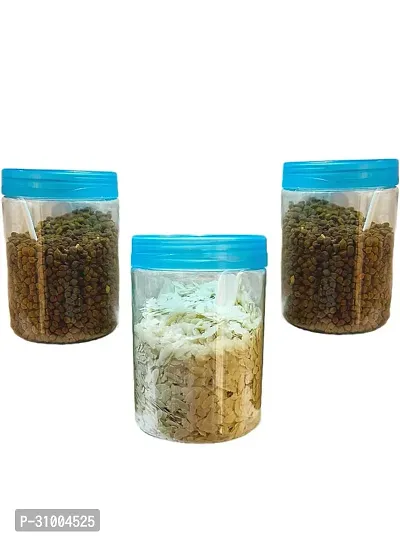 Grip Magic Plastic Pet Storage Jar and Container with Spoon Set of 3 - 1000 ml-thumb0