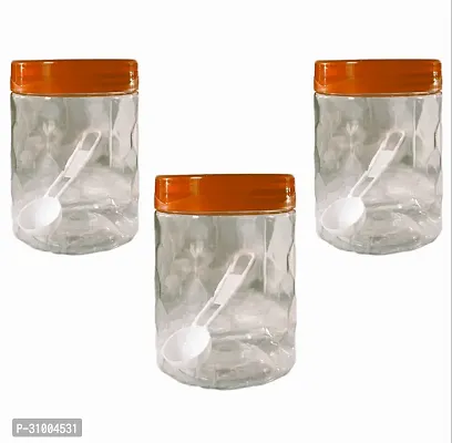 Grip Magic Plastic Pet Storage Jar and Container with Spoon Set of 3 - 500 ml-thumb0