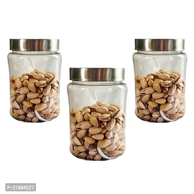 Grip Magic Plastic Pet Storage Jar and Container with Spoon Set of 3 - 750 ml