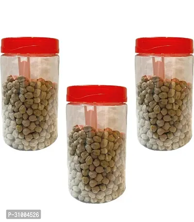 Grip Magic Plastic Pet Storage Jar and Container with Spoon Set of 3 - 750 ml