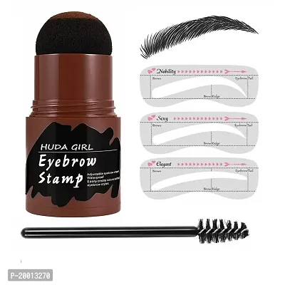 HUDACRUSH GIRL BEAUTY Eyebrow Stamp Stencil Kit, One Step Brow Stamp Makeup Powder, Reusable Eyebrow Stencils Shape Thicker and Fuller Brows, Waterproof Long Lasting (Black)