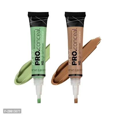 L.A GIRL Light Weight PRO HD Conceal with Full Coverage, Matte  Poreless Ultra Blendable Concealers - Green Corrector + Chestnut-thumb0
