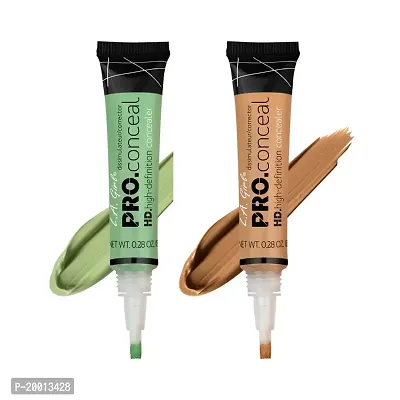 L.A GIRL Light Weight PRO HD Conceal with Full Coverage, Matte  Poreless Ultra Blendable Concealers - Green Corrector + Fawn