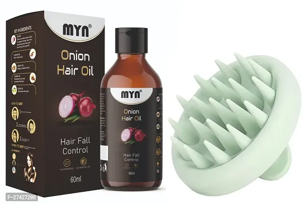 Herbal Onion Hair Oil Bundle with Silicone Scalp Massager for Hair Repair, Scalp Health, and Growth ( Pack of 2 )-thumb0