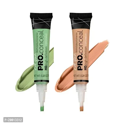 L.A GIRL Light Weight PRO HD Conceal with Full Coverage, Matte  Poreless Ultra Blendable Concealers - Green Corrector + Nude
