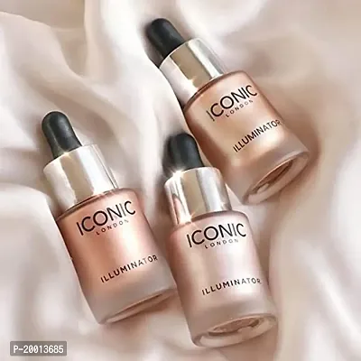 HUDA GIRL BEAUTY Iconic Liquid Highlighter for Face and Body Makeup - Ultra Smooth Waterproof Metallic 3D Glow Make Up (Shine, Glow and Original)