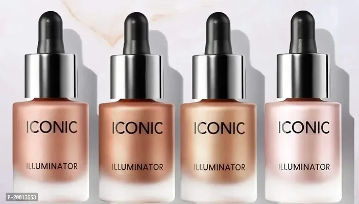 IGOODCO iconic illuminator liquid highlighter for face glow | makeup highlighter | face highlighter | body Highlighter | highlighter for face makeup | Original+Blossom+Glow+Shine | PACK OF 4