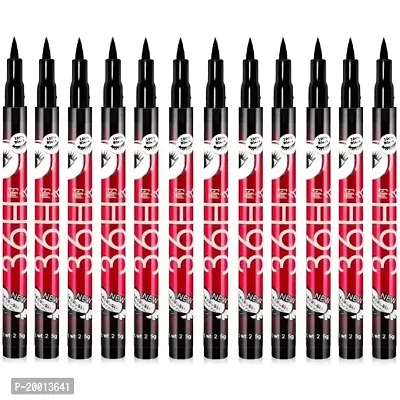 HUDACRUSH BEAUTY Flexi-tip Applicator, Quick-drying Waterproof  Smudge-Proof Formula, 36 Hours Long-Lasting Eyeliner Pen (12Piece)