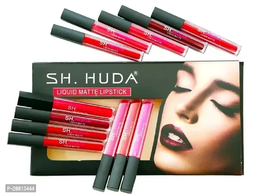 SH.HUDA Professional Beauty Liquid Lipsticks Combo Set for Women - 12Pcs Matte Finish, Long lasting, Waterproof Lipstick-thumb0