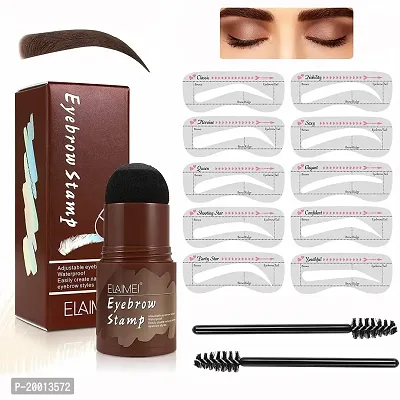 HUDACRUSH BEAUTY Eyebrow Stamp Shaping Kit, One Step Brow Waterproof Hairline Makeup Tools with 2 Reusable Eyebrow Stencils (BROWN)
