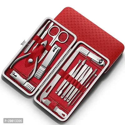 HUDANAILS 16 Pcs Manicure Kit Set Nail Clippers Pedicure Kit Stainless Steel Manicure Kit, Professional Grooming Kit, Scissors Acne needle, Blackhead Tool with Travel Case-thumb0