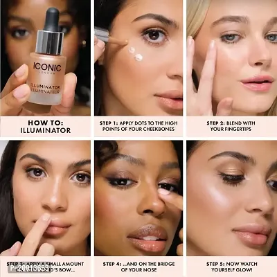 IGOODCO iconic illuminator liquid highlighter for face glow | makeup highlighter | face highlighter | body Highlighter | highlighter for face makeup | Original+Blossom+Glow+Shine | PACK OF 4-thumb3