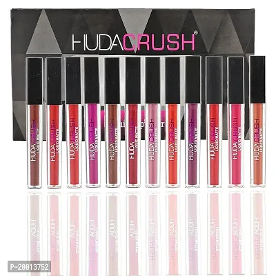 Sh.Huda Hudacrush Beauty Matte Finish, Long Lasting, Waterproof Liquid Lipsticks Combo Set For Women - 12Pcs