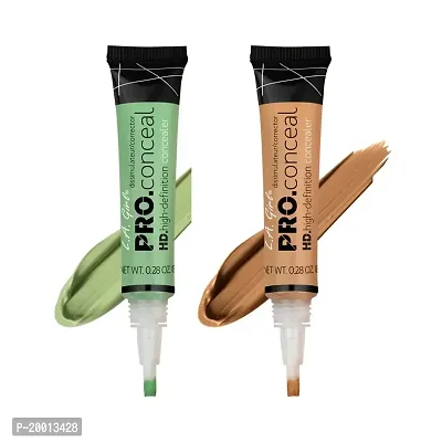 L.A GIRL Light Weight PRO HD Conceal with Full Coverage, Matte  Poreless Ultra Blendable Concealers - Green Corrector + Fawn-thumb2