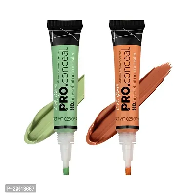L.A GIRL Light Weight PRO HD Conceal with Full Coverage, Matte  Poreless Ultra Blendable Concealers - Green Corrector + Orange Corrector