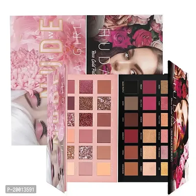 HUDA GIRL Beauty Rose Gold Remastered Edition + Nude Edition Eyeshadow Makeup Kit ( Combo Kit of 2 Eyeshadow ) Matte And Shimmers Finish,36 gm