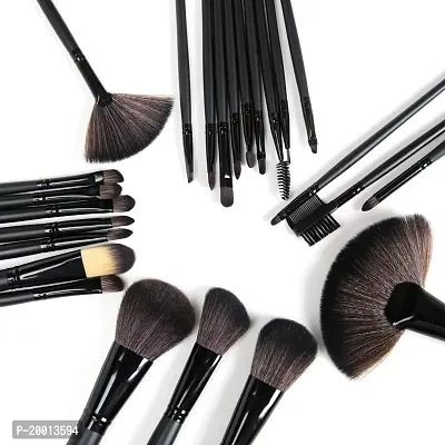HUDA GIRL Beauty 24 Piece Cosmetic Brush Set - Makeup Brush Set with Black Premium Synthetic Leather Case, Wooden Handle Cosmetic Makeup Brush Kit Set-thumb5