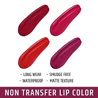HUDACRUSH BEAUTY Mini Lipsticks Combo Pack of 4 Liquid Matte Lipstick Set, Red Edition-thumb1