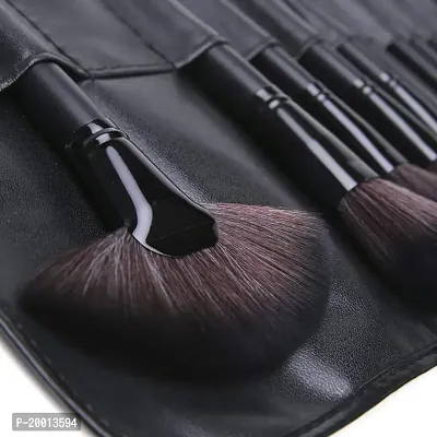 HUDA GIRL Beauty 24 Piece Cosmetic Brush Set - Makeup Brush Set with Black Premium Synthetic Leather Case, Wooden Handle Cosmetic Makeup Brush Kit Set-thumb3