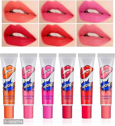 Peel Off Lipstick Romantic Long Lasting Lip Gloss Waterproof Lip Tint Makeup Lip Gloss 15g,(Pack of 6)