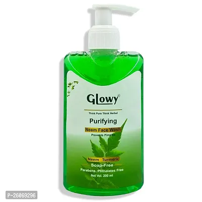 GLOWY Purifying Neem Face Wash for Men  Women | Cleanser for Clear  Clean Skin, Prevents Pimples, Ideal for Oily Skin, Formed by Himalayan Neem  Turmeric Extracts