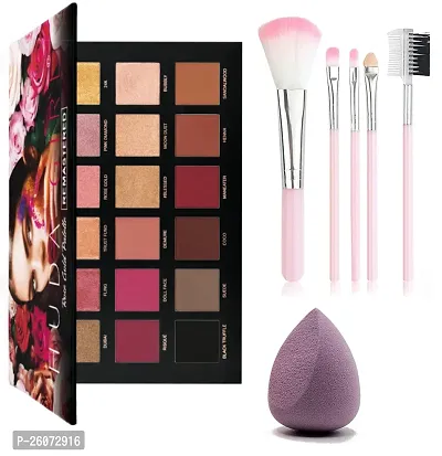 18 Shades Rose Gold Edition Eyeshadow Palette with Mirror - A Dazzling Mix of Shimmer and Matte Eye Shadows, Complete with 5 Pcs Makeup Brush Set and Bonus Makeup Sponge