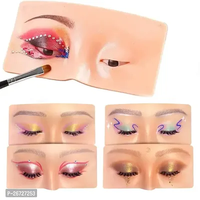 Makeup Practice Board Silicone Makeup Practice Face Eyes Glossy Eyelash Eyebrow Practice Pad Reusable 5D Realistic Bionic Skin Mannequin Aid (Natural Tone)-thumb0