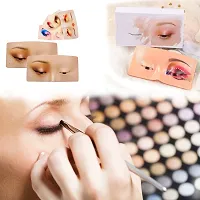 Makeup Practice Board Silicone Makeup Practice Face Eyes Glossy Eyelash Eyebrow Practice Pad Reusable 5D Realistic Bionic Skin Mannequin Aid (Natural Tone)-thumb2
