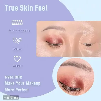 Makeup Practice Board Silicone Makeup Practice Face Eyes Glossy Eyelash Eyebrow Practice Pad Reusable 5D Realistic Bionic Skin Mannequin Aid (Natural Tone)-thumb4