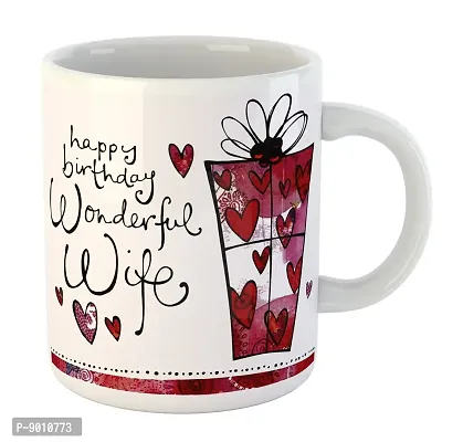 Printed  Happy Birthday To Wife  Ceramic Coffee Mug  Coffe Cup  Birhday Gifts  Best Gift  Happy Birthday For Wife For Husband For Girls For Boys  For Kids
